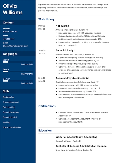 accounting resume example
