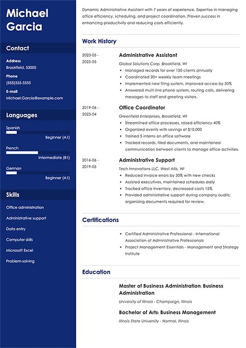 administrative assistant resume example