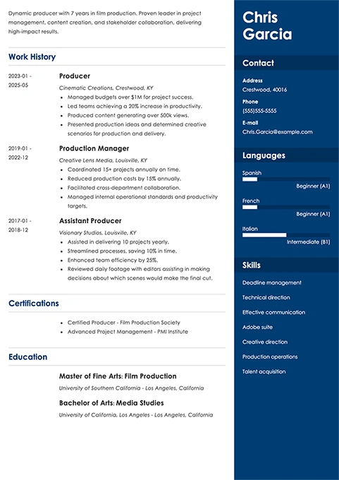 producer resume example