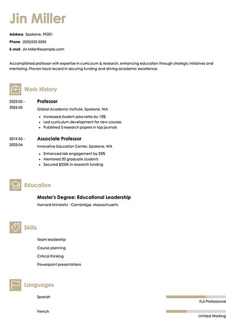 professor resume example