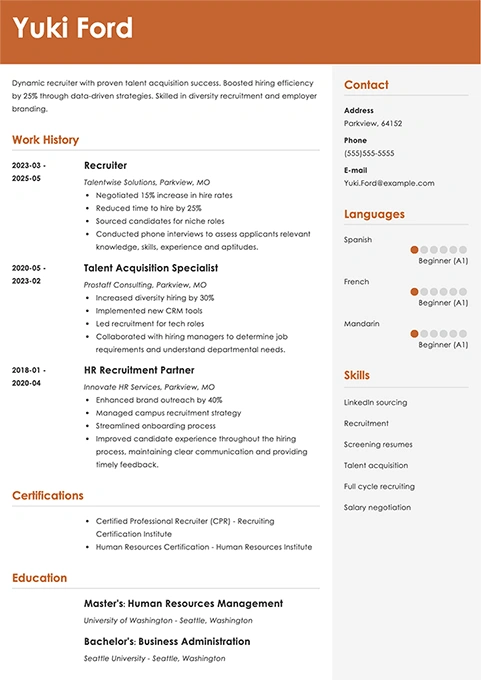 recruiter resume example