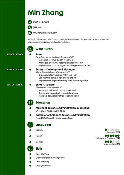 sales resume example