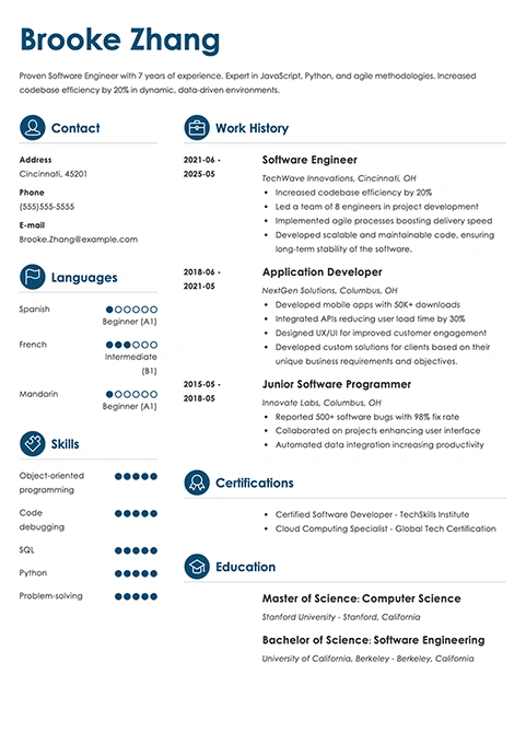 software enginner resume example