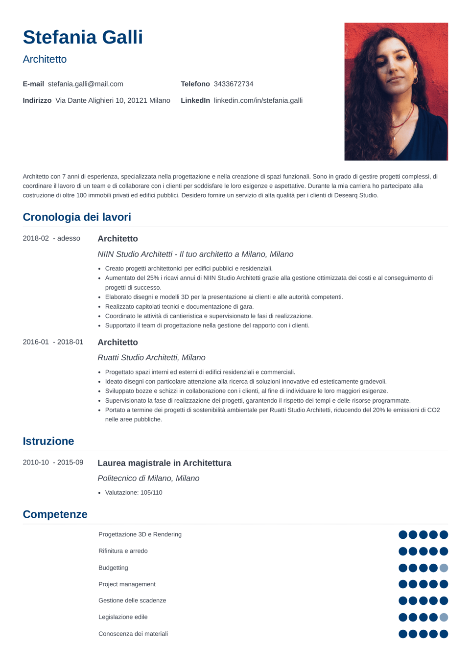 Modello di curriculum vitae da scaricare