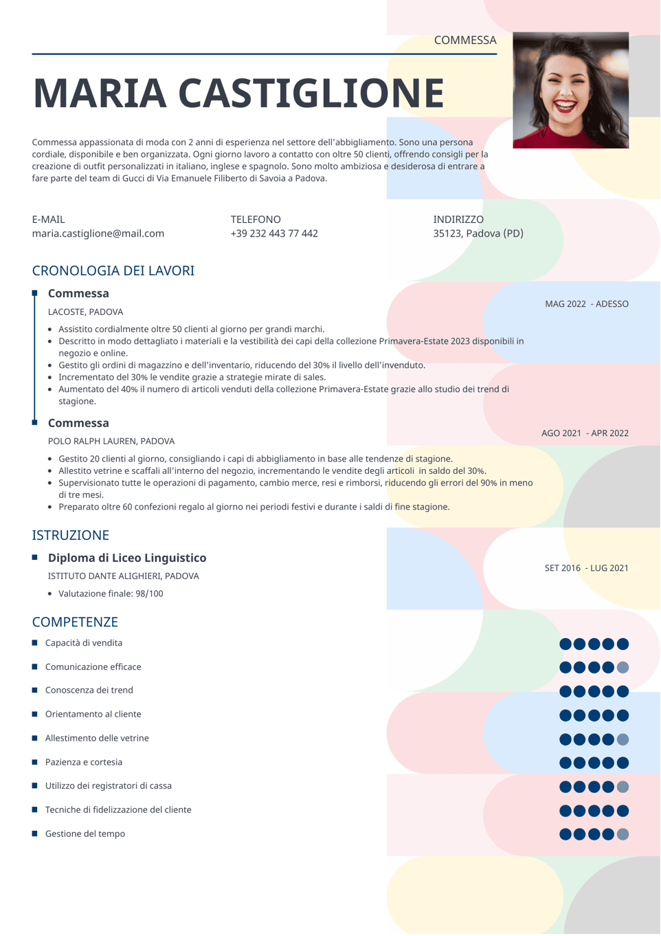 Modello di curriculum Spectra