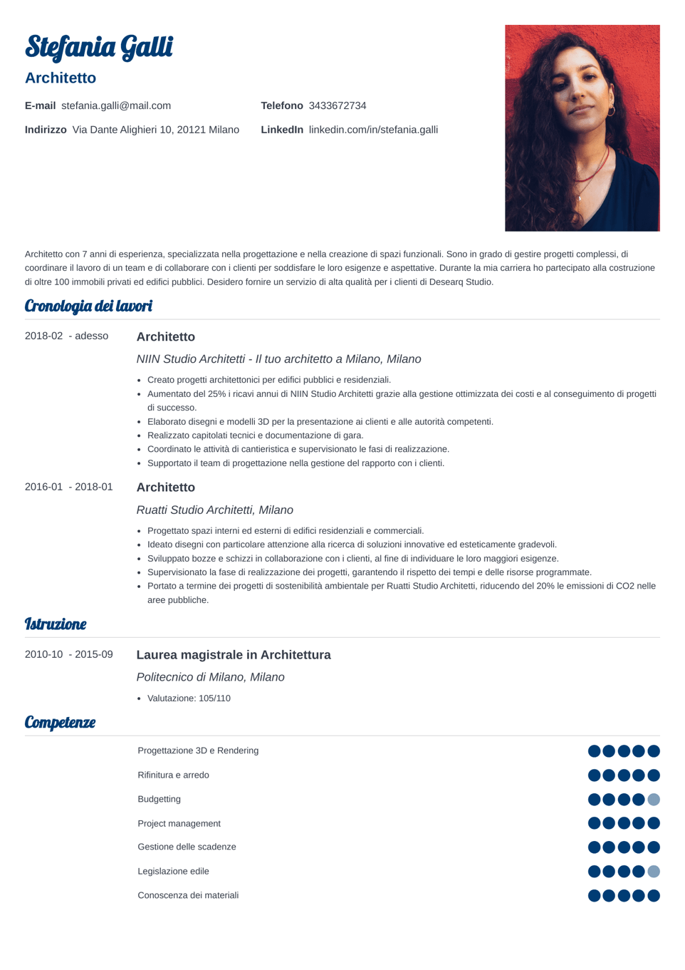 Modello di CV professionale