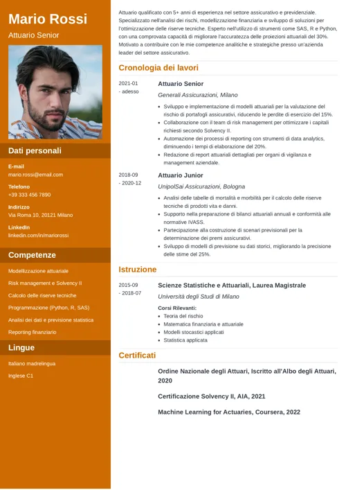 curriculum attuario