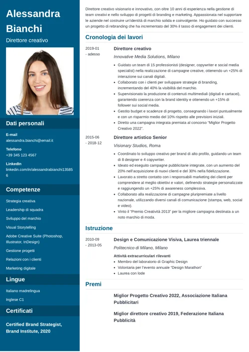 curriculum direttore creativo