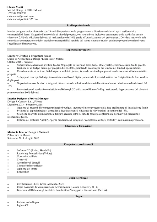 curriculum interior designer