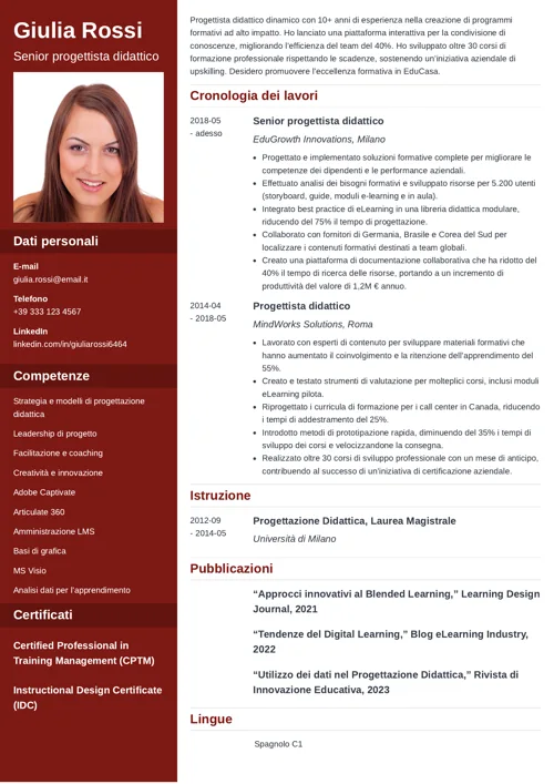 curriculum progettista didattico