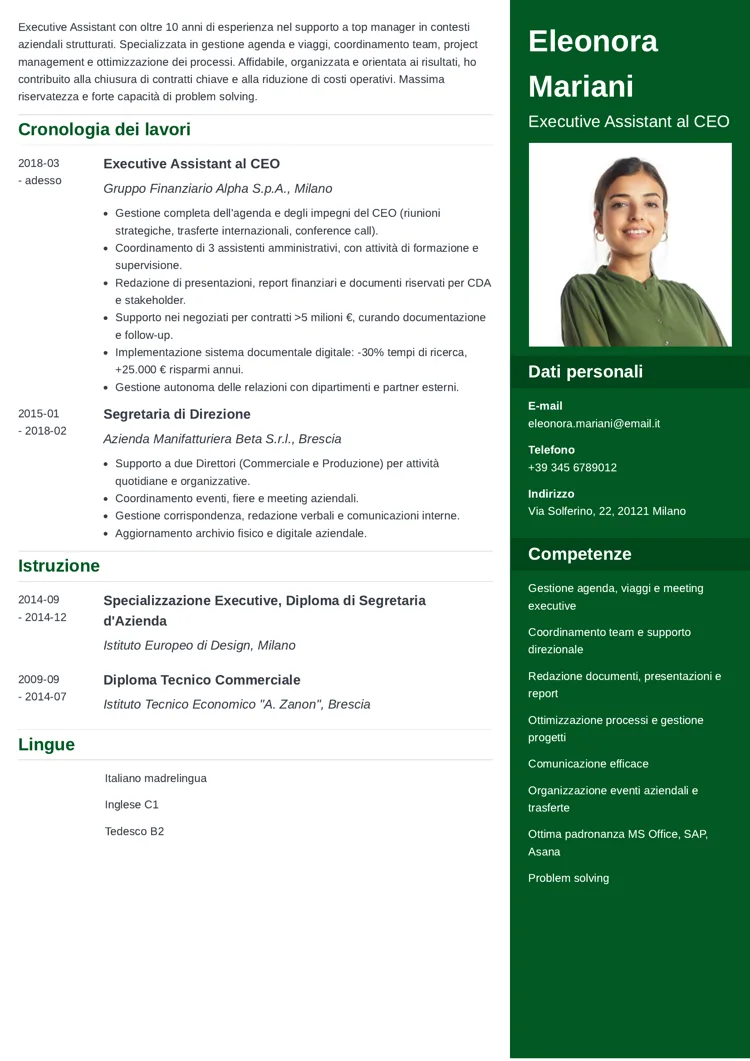 curriculum executive assistant