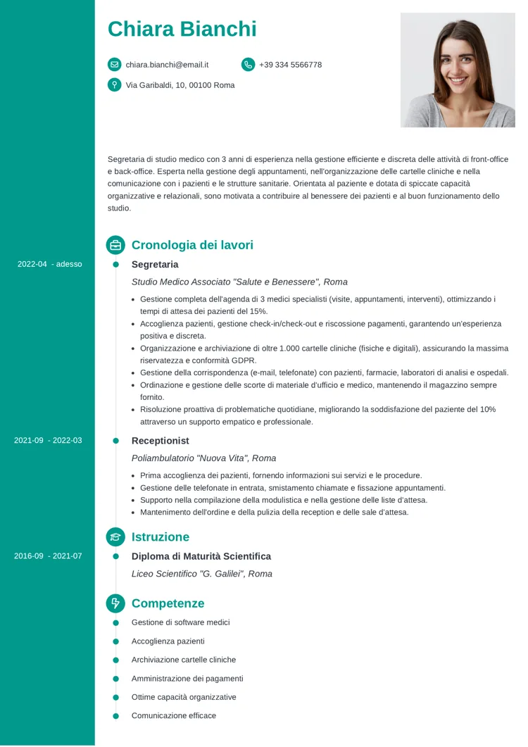 curriculum segretaria studio medico