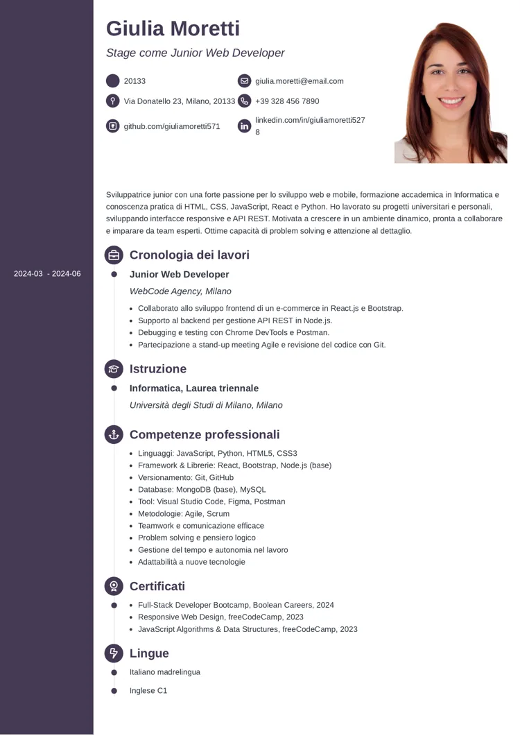  lead full-stack developer grigio a due colonne