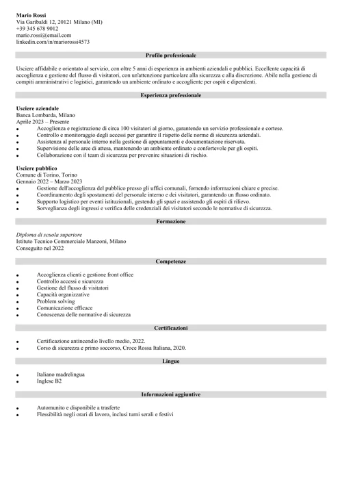curriculum usciere
