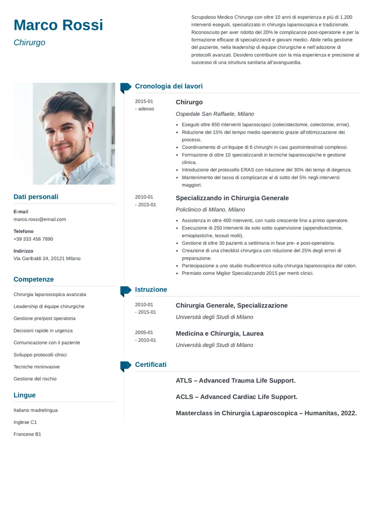 CV medico chirurgo