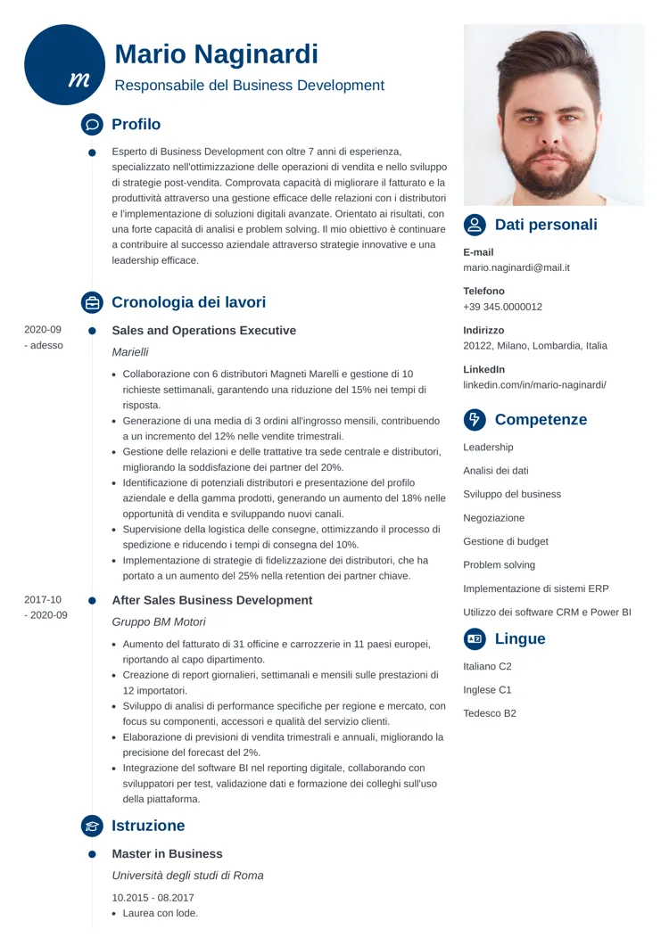 CV professionale Primo