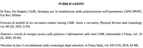 pubblicazioni del curriculum scientifico