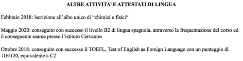 extra del curriculum scientifico