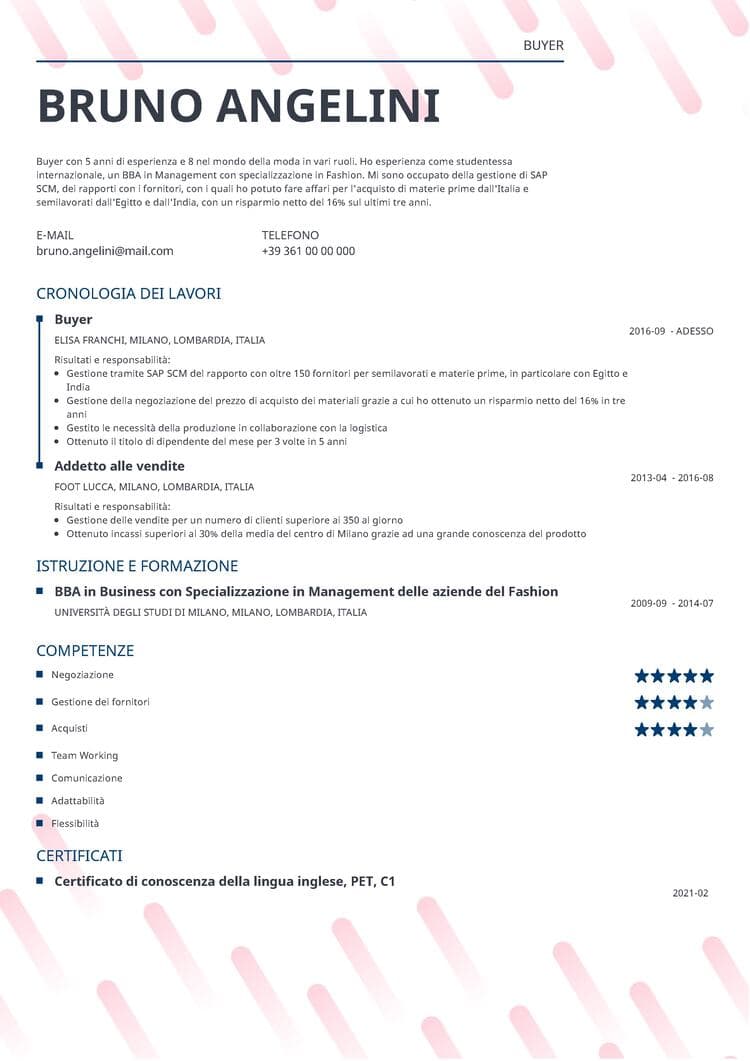 Curriculum vitae compilato Dynamic