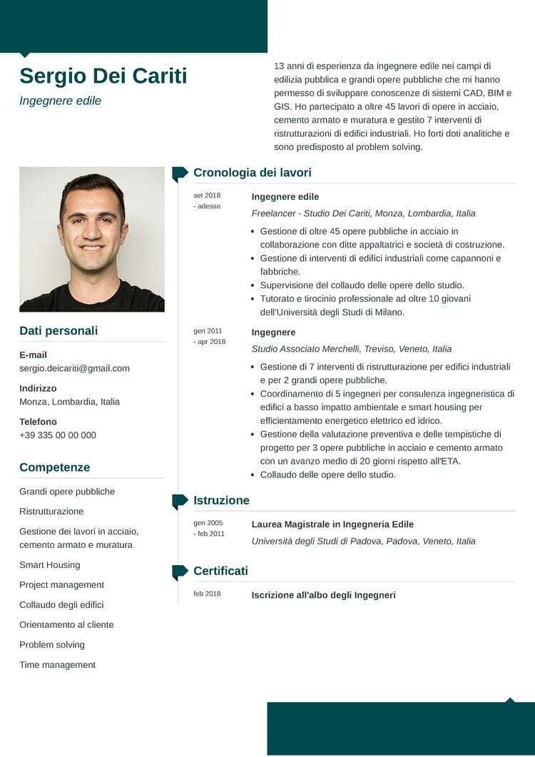 curriculum vitae gratis moderno