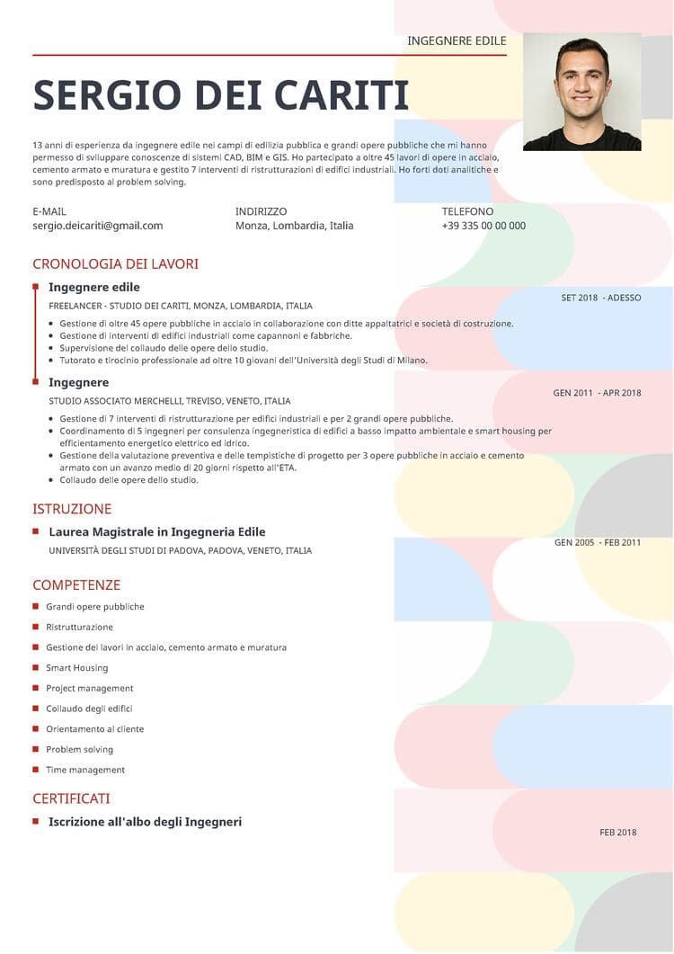 curriculum vitae gratis colorato