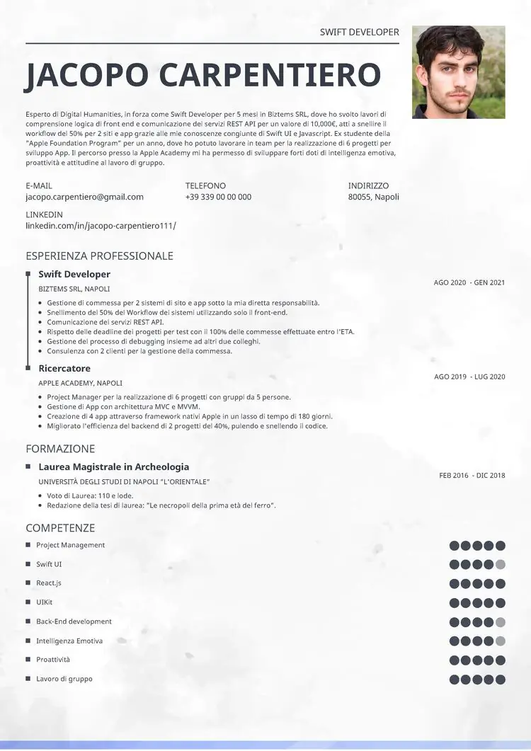 CV infografico Ceramica