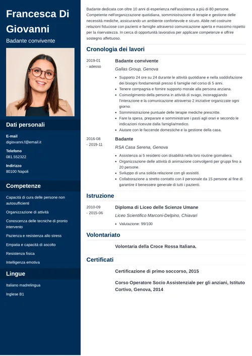 esempio lettera di presentazione badante