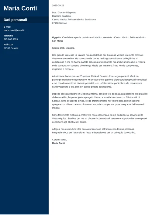 Esempio lettera di presentazione medico