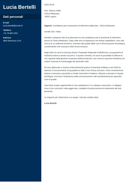 Esempio lettera di presentazione Svizzera