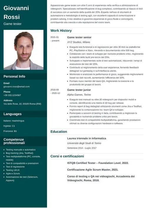 game tester CV